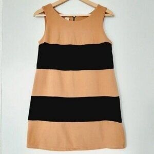 ZARA \ Wide Stripe Sleeveless Tunic Top Special Garment Tan & Black Sz M